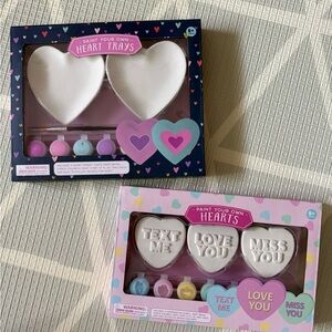 New in Box! Paint Your Own Heart Trays Craft Kit - Pink & White